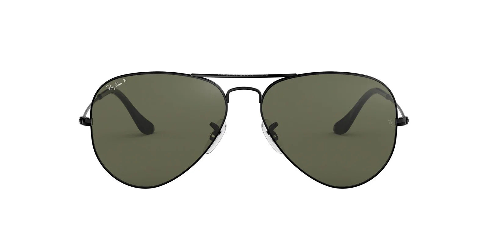 Aviator sunglasses totally in black, sleek black frame with dark lenses
