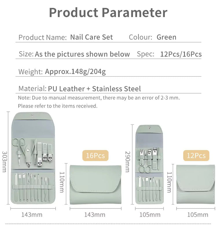 Manicure and Pedicure Tools Size and Measurement Guide.
